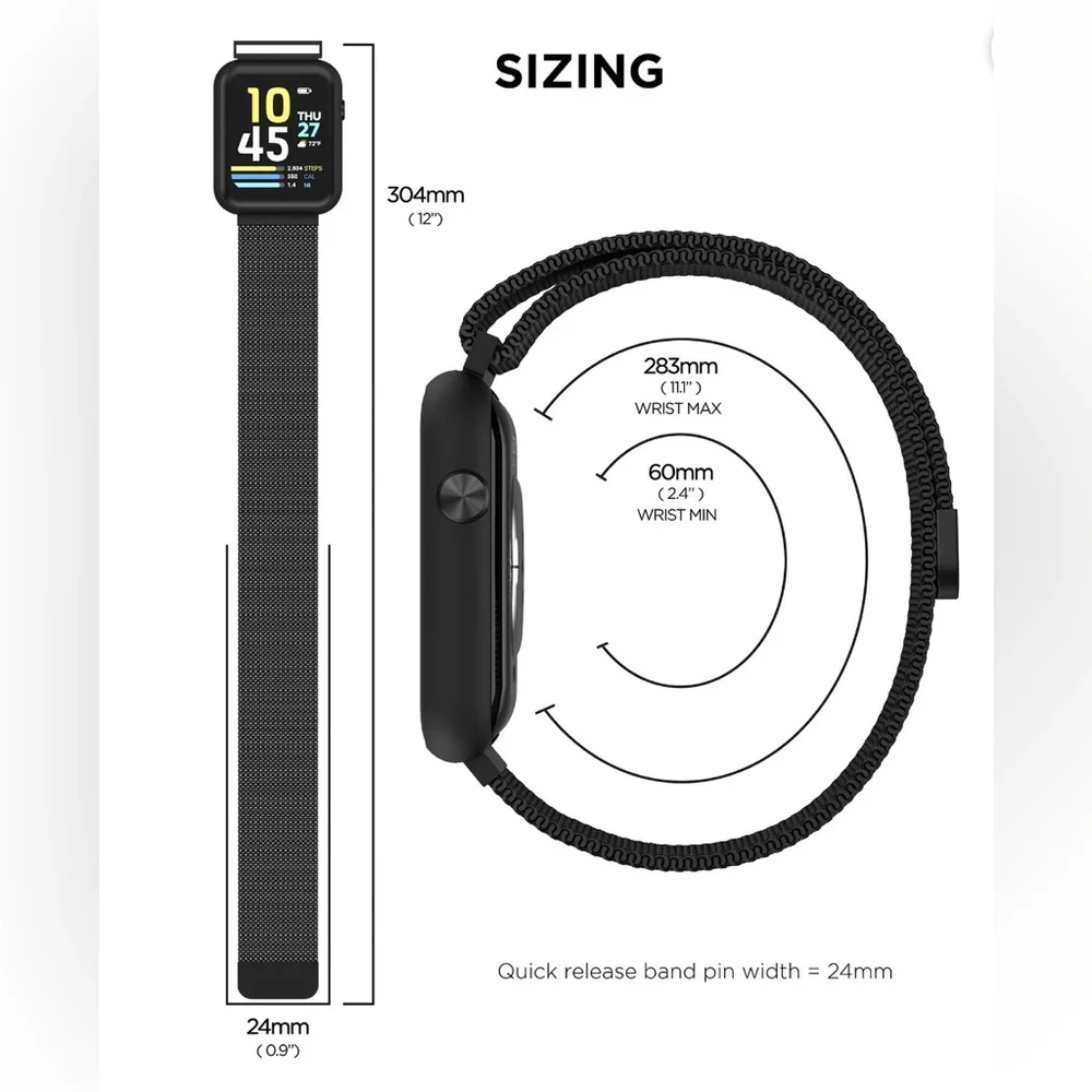 iTECH FUSION 3 Smartwatch with Black Mesh Band